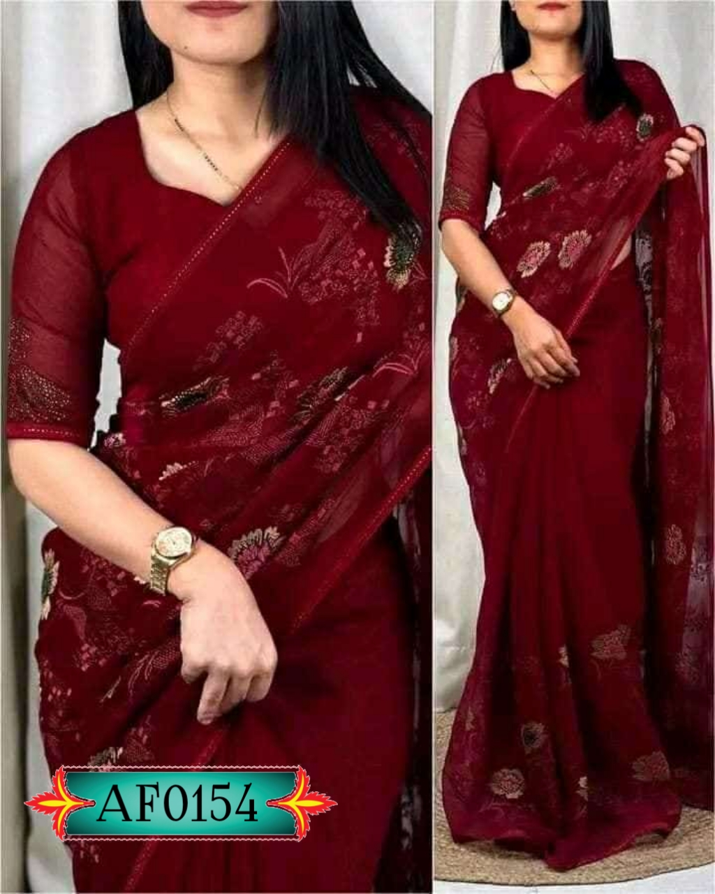 Pure jorjet with digital print saree